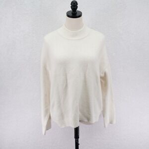 Calvin Klein Jeans Women's Mock Neck‎ Pullover Sweater Cream White Knit Medium